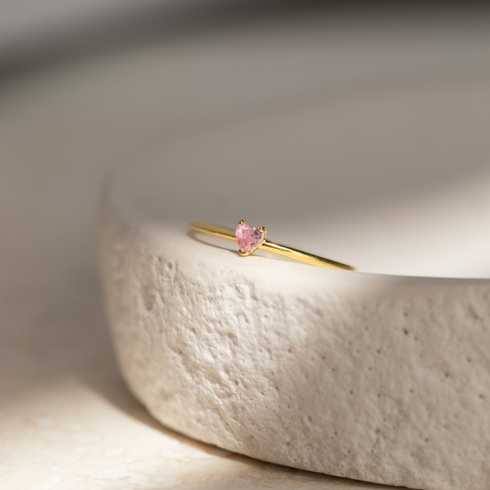 Heart-Shaped Birthstone Stacking Ring: A Symbol of Delicate Romance Rose Gold